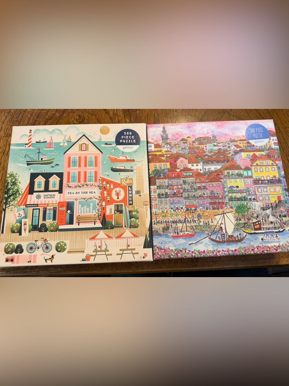 TWO Galison Coastal 500-Piece Puzzles